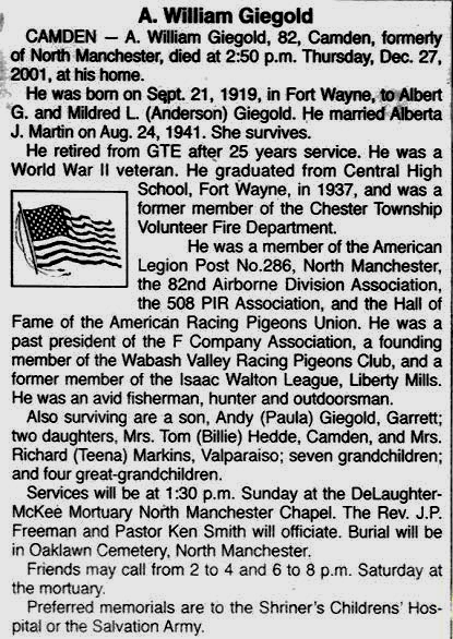 Bill's obituary